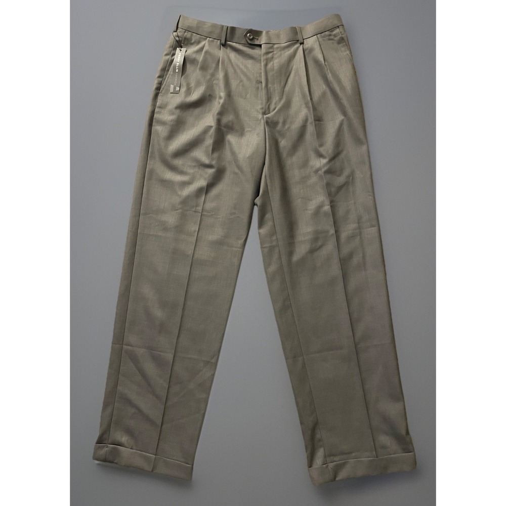 New Perry Ellis America Pants Trousers Dress Pleated Gray NWT 36x32 JBHS